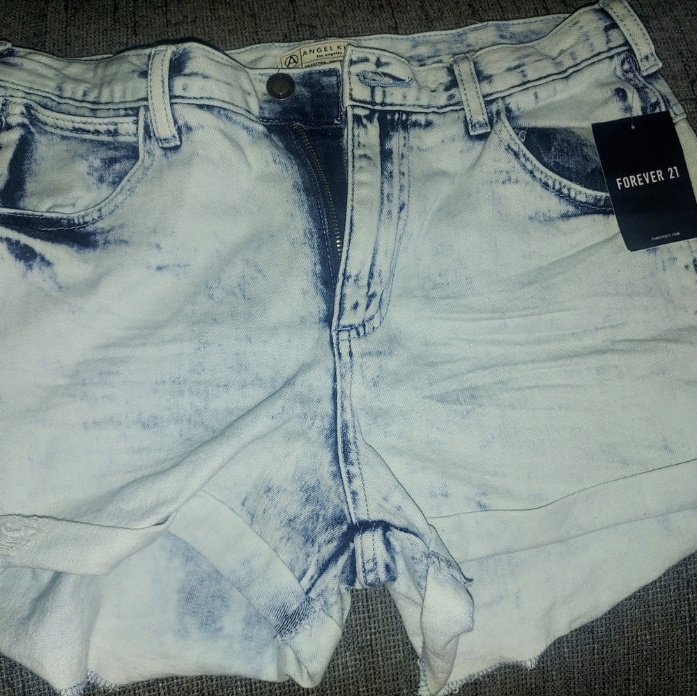 High-waist denim shorts